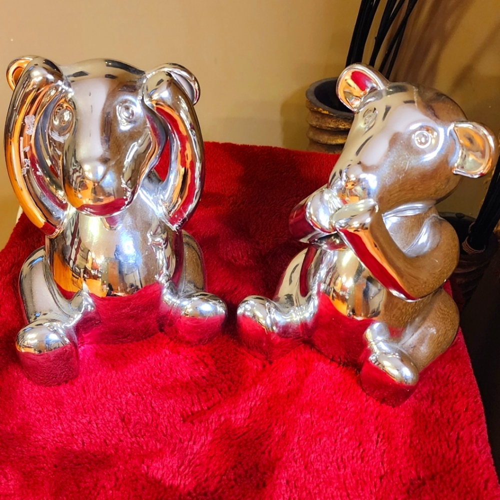 Sliver Teddy Bear Penny Bank
